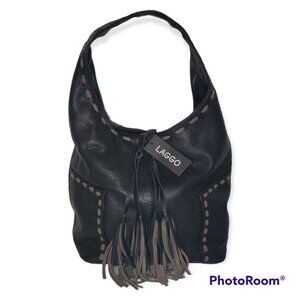 Laggo Havana Black Whipstich Hobo Style Bag NWT